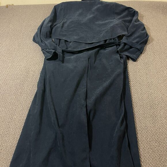 Imagio Trench Coat Womens Size 6 Navy Double Breasted Collared Long Sleeve NWT - Picture 2 of 7